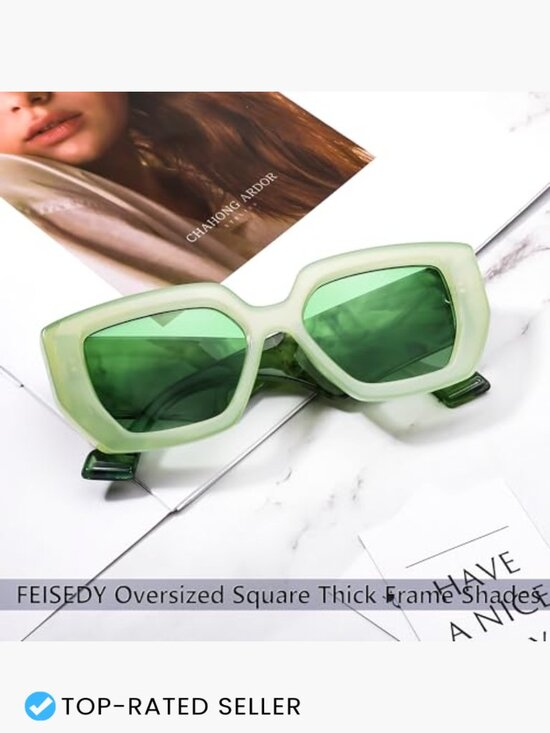 Oversized Square Sunglasses Thick Frame UV400 Protection Unisex Trendy main image 7
